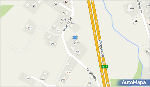 Głogoczów, Głogoczów, 85, mapa Głogoczów