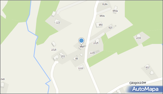 Głogoczów, Głogoczów, 86a, mapa Głogoczów