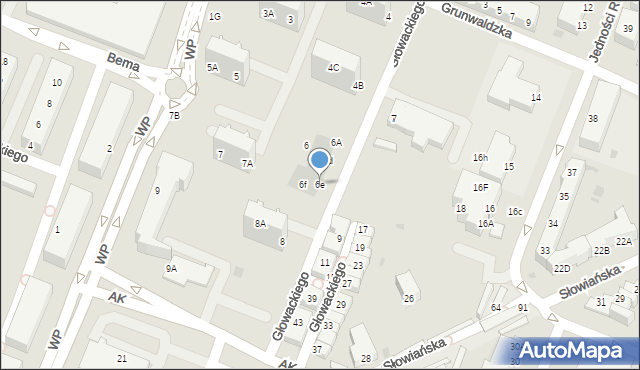 Głogów, Głowackiego Bartosza, 6e, mapa Głogów