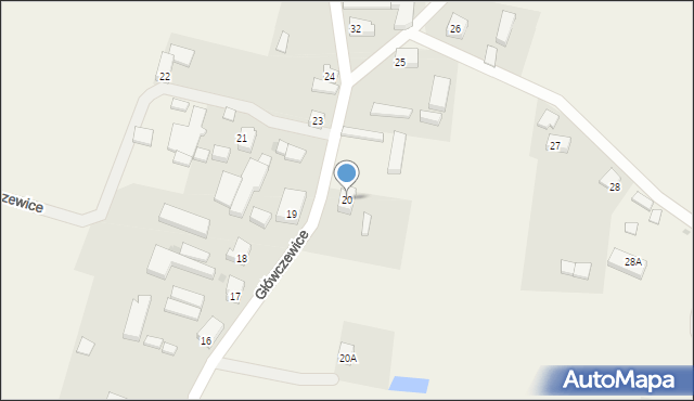 Główczewice, Główczewice, 20, mapa Główczewice