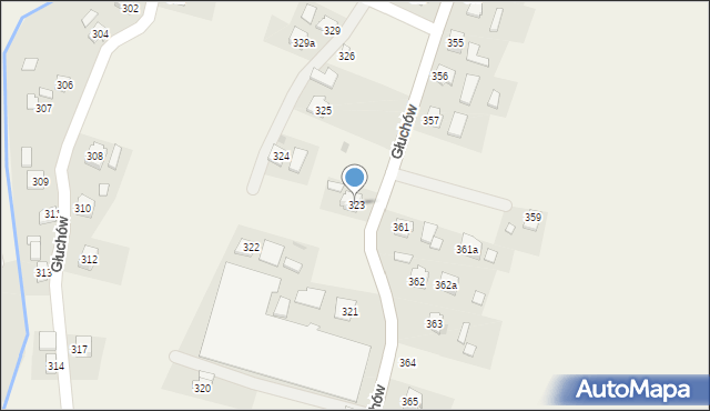 Głuchów, Głuchów, 323, mapa Głuchów