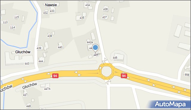 Głuchów, Głuchów, 445, mapa Głuchów