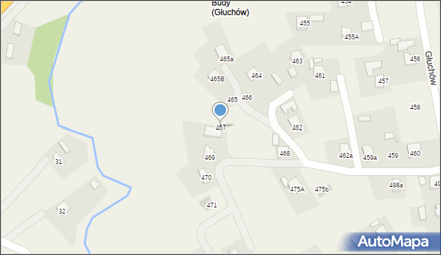 Głuchów, Głuchów, 467, mapa Głuchów