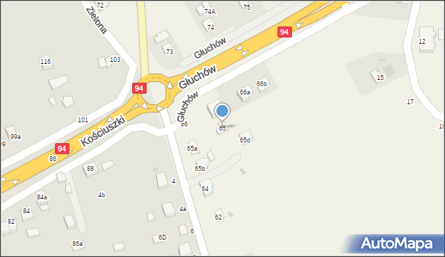 Głuchów, Głuchów, 65, mapa Głuchów