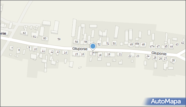 Głuponie, Głuponie, 17, mapa Głuponie
