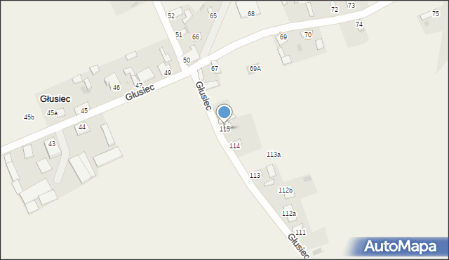 Głusiec, Głusiec, 115, mapa Głusiec