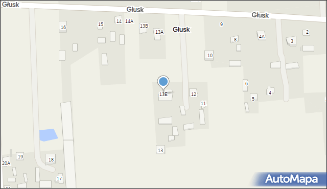 Głusk, Głusk, 13E, mapa Głusk