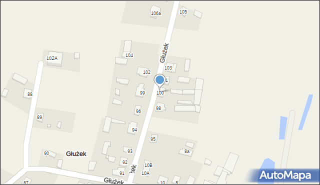 Głużek, Głużek, 100, mapa Głużek
