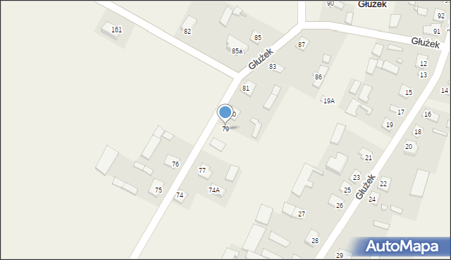 Głużek, Głużek, 79, mapa Głużek