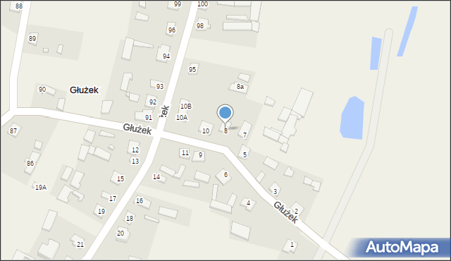 Głużek, Głużek, 8, mapa Głużek