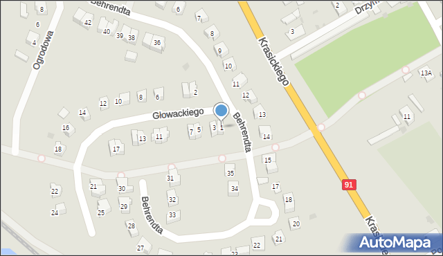 Gniew, Głowackiego, 1, mapa Gniew