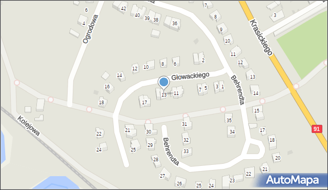 Gniew, Głowackiego, 13, mapa Gniew