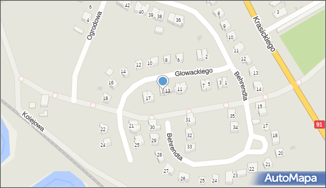 Gniew, Głowackiego, 15, mapa Gniew