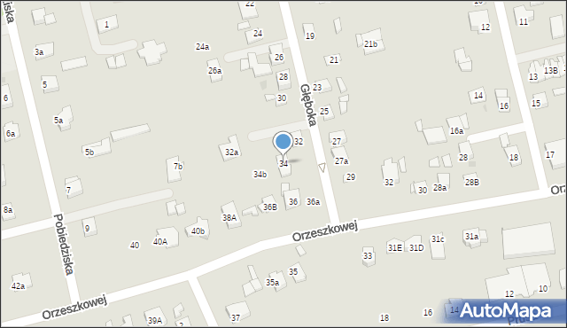 Gniezno, Głęboka, 34, mapa Gniezna
