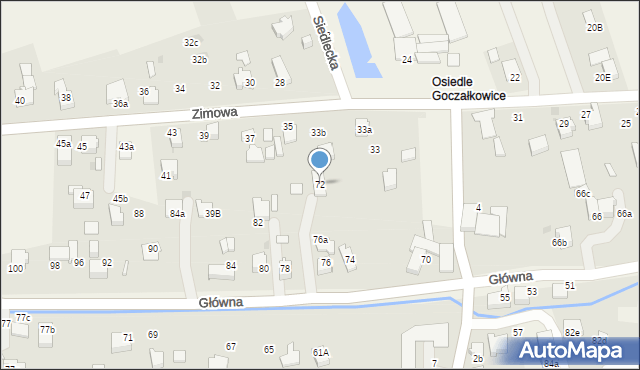 Goczałkowice-Zdrój, Główna, 72, mapa Goczałkowice-Zdrój