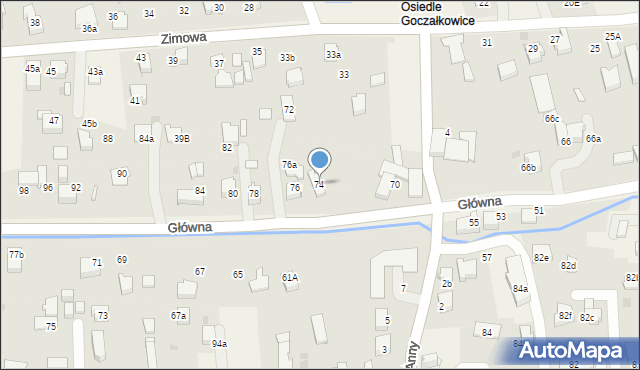 Goczałkowice-Zdrój, Główna, 74, mapa Goczałkowice-Zdrój
