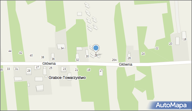 Grabce-Towarzystwo, Główna, 28, mapa Grabce-Towarzystwo