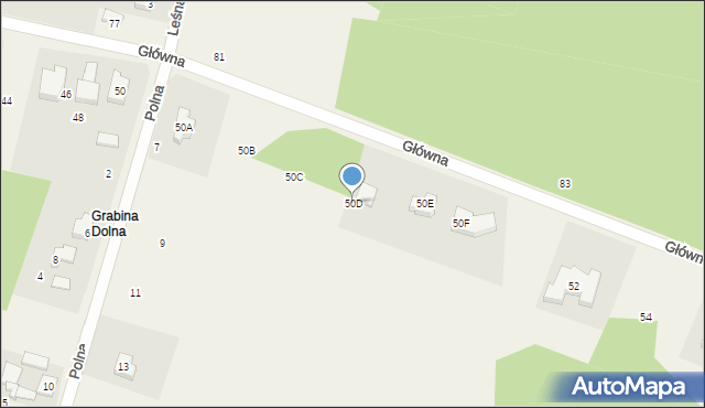 Grabina, Główna, 50D, mapa Grabina