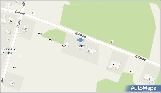 Grabina, Główna, 50E, mapa Grabina