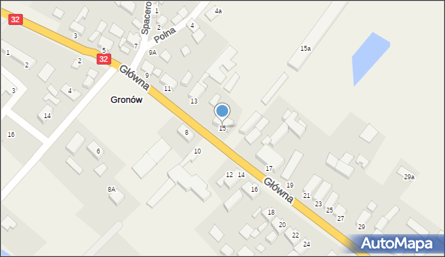 Gronów, Główna, 15, mapa Gronów