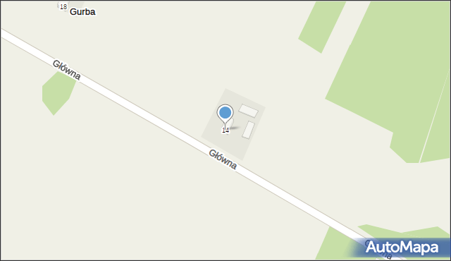 Gurba, Główna, 14, mapa Gurba