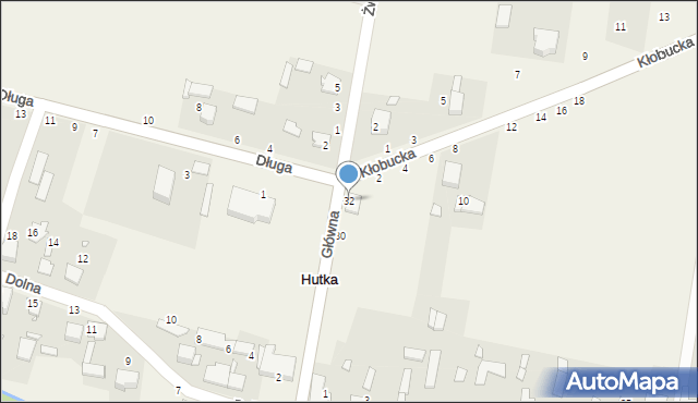 Hutka, Główna, 32, mapa Hutka
