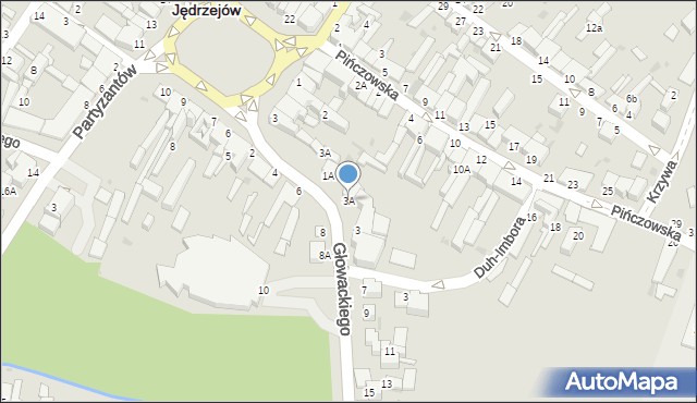 Jędrzejów, Głowackiego Bartosza, 3A, mapa Jędrzejów