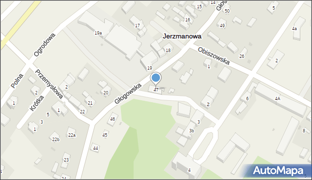 Jerzmanowa, Głogowska, 47, mapa Jerzmanowa