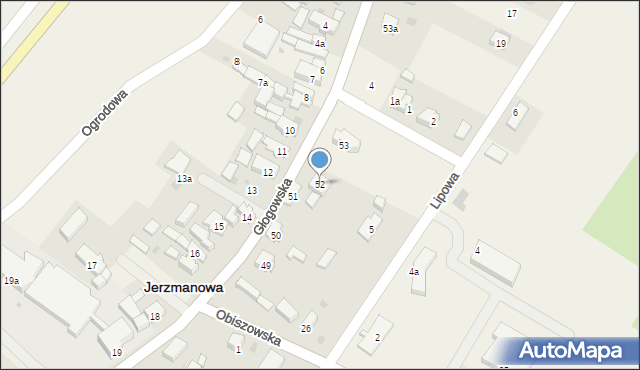 Jerzmanowa, Głogowska, 52, mapa Jerzmanowa