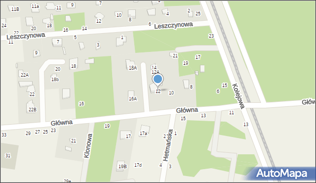 Jeziórko, Główna, 12, mapa Jeziórko