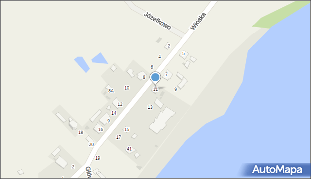 Józefkowo, Główna, 11, mapa Józefkowo