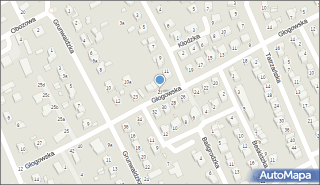 Kalisz, Głogowska, 21, mapa Kalisza