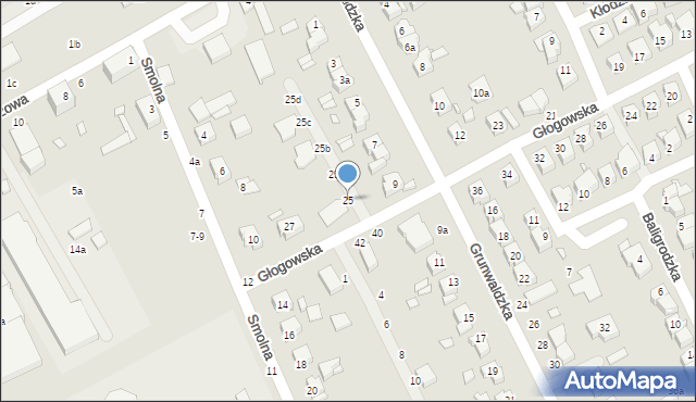 Kalisz, Głogowska, 25, mapa Kalisza