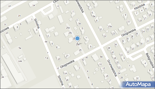 Kalisz, Głogowska, 25a, mapa Kalisza