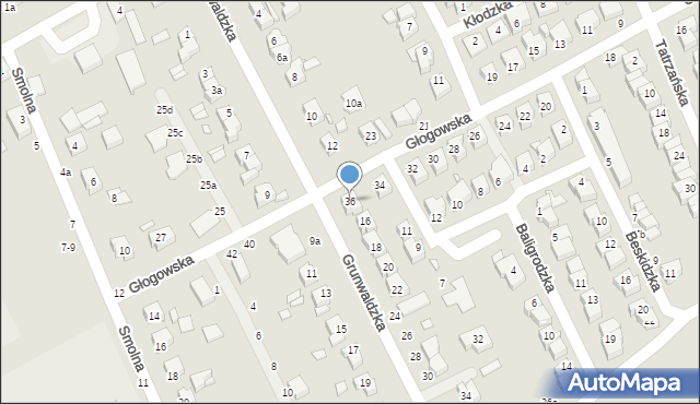 Kalisz, Głogowska, 36, mapa Kalisza