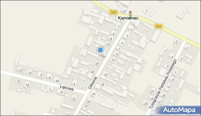 Kamieniec, Główna, 14, mapa Kamieniec