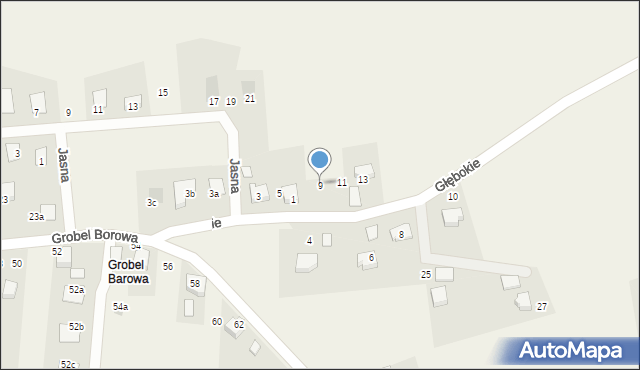 Kaniów, Głębokie, 9, mapa Kaniów