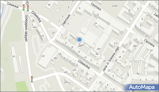 Katowice, Gliwicka, 13A, mapa Katowic