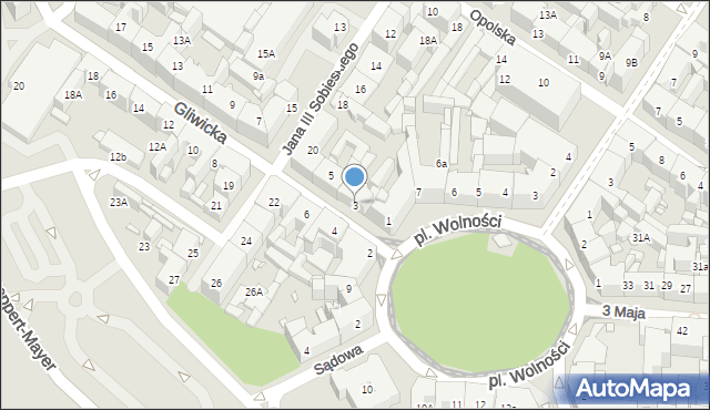Katowice, Gliwicka, 3, mapa Katowic