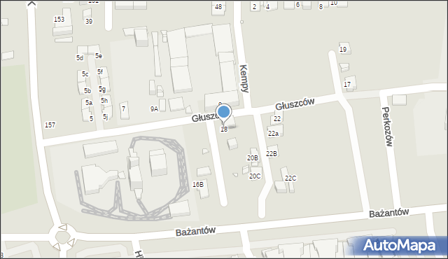 Katowice, Głuszców, 18, mapa Katowic