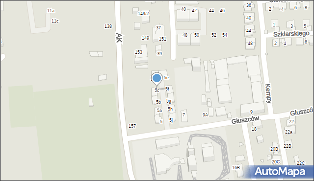 Katowice, Głuszców, 5c, mapa Katowic