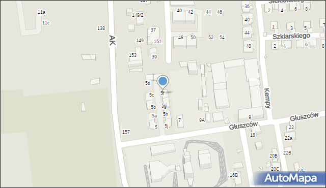 Katowice, Głuszców, 5f, mapa Katowic