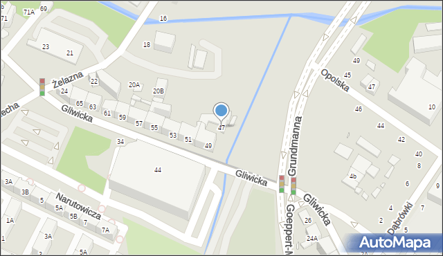 Katowice, Gliwicka, 47, mapa Katowic