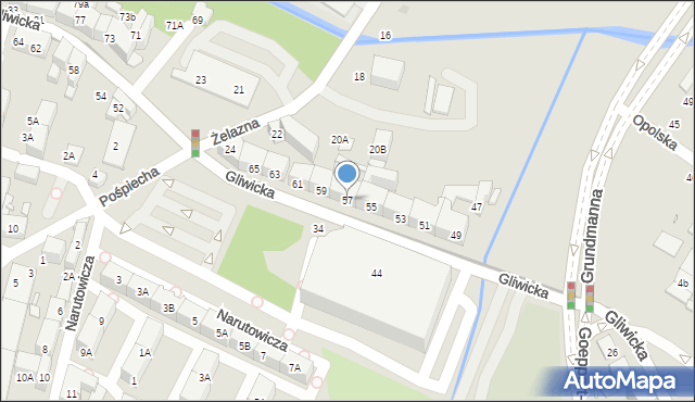 Katowice, Gliwicka, 57, mapa Katowic