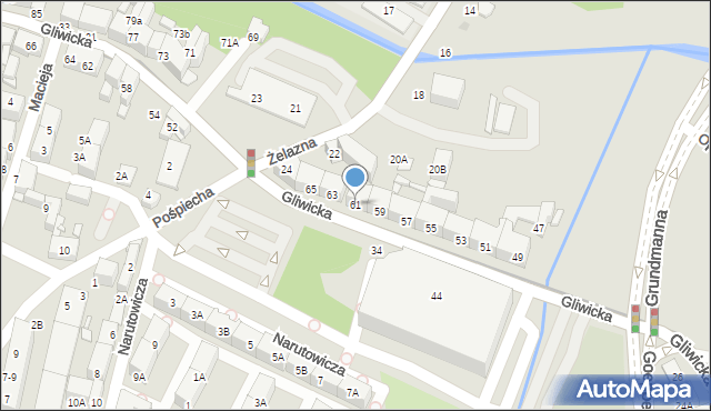 Katowice, Gliwicka, 61, mapa Katowic