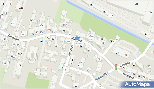 Katowice, Gliwicka, 64, mapa Katowic