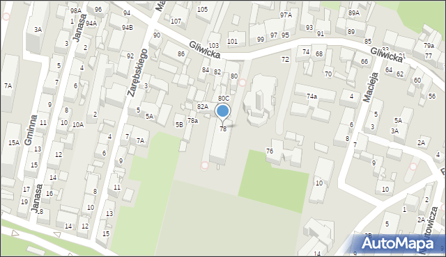 Katowice, Gliwicka, 78, mapa Katowic