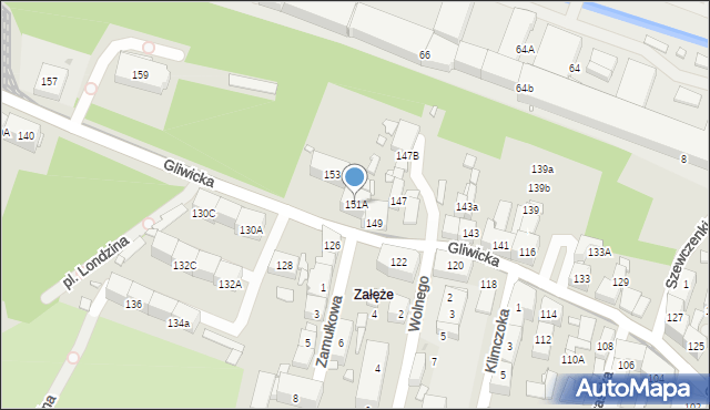 Katowice, Gliwicka, 151A, mapa Katowic