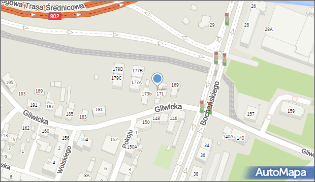 Katowice, Gliwicka, 171b, mapa Katowic