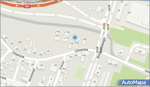 Katowice, Gliwicka, 173, mapa Katowic